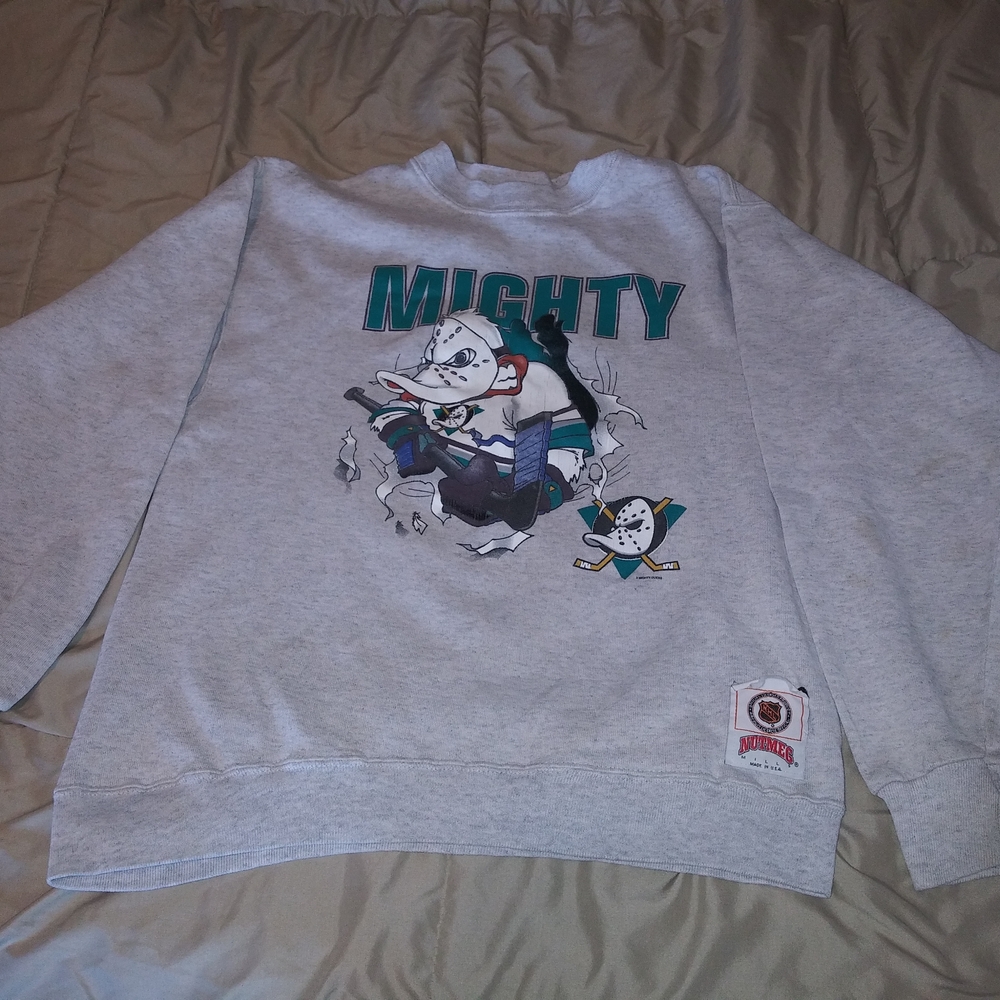 Anaheim Mighty Ducks NHL Nutmeg Crewneck Size Large Breakthrough Vintage 90s